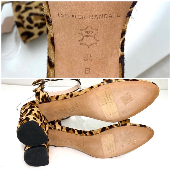 Loeffler Randall Emi Scallop Leopard Chunky Heel Strap Sandal Size 9.5 New - Picture 9 of 9